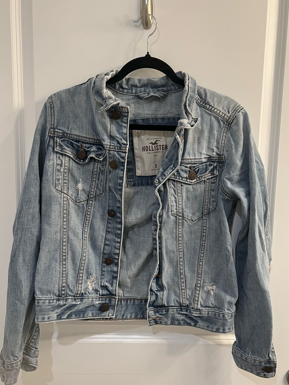Hollister Distressed Light Blue Denim Jean Jacket